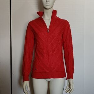 Daily Sports Born in Sweden SKI snow Golf pullover orange sweater sz S